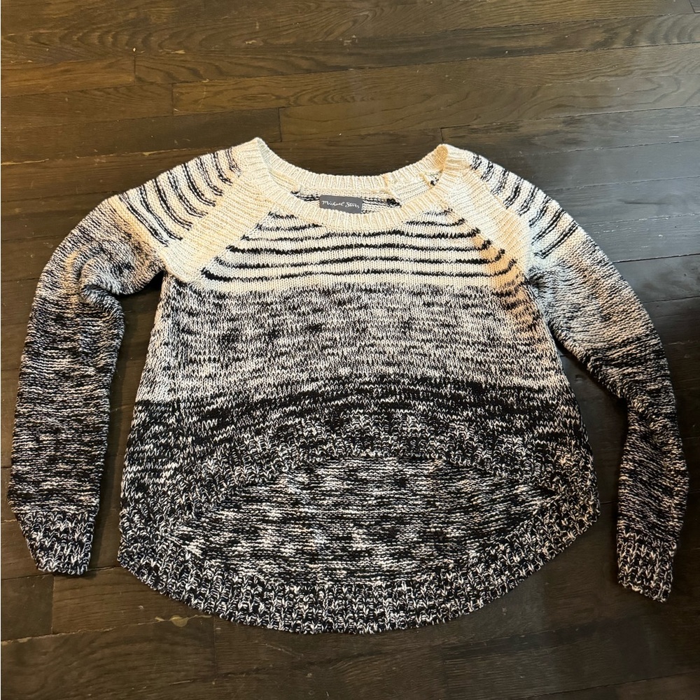 Michael Stars , black and white sweater. Shorten front long and back. Size Small